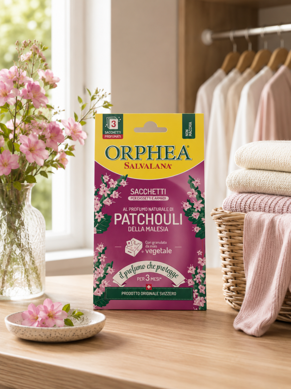 義大利ORPHEA歐菲雅 衣物香氛袋-廣藿香(3入/盒)-取代樟腦丸 