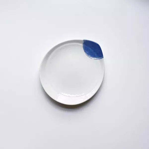 日本製/ 千山水玉藍淺皿 