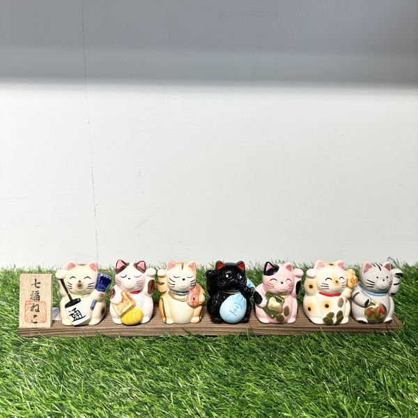 日本製/ 板附橫式/七福招財貓擺飾 