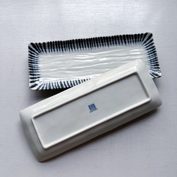 日本製/千段十草長方皿28cm 