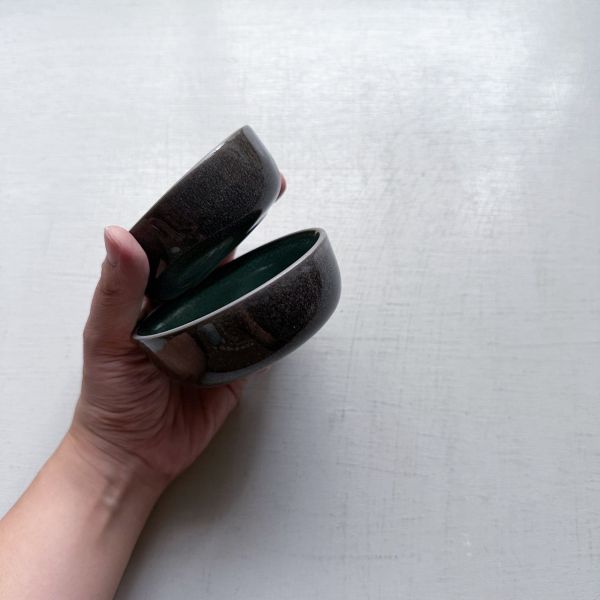 綠釉染小圓缽9cm 