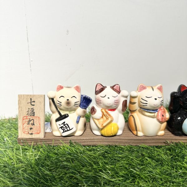 日本製/ 板附橫式/七福招財貓擺飾 