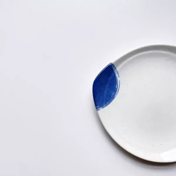 日本製/ 千山水玉藍淺皿 