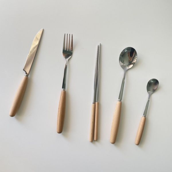 胖胖木頭把柄餐具整套組 