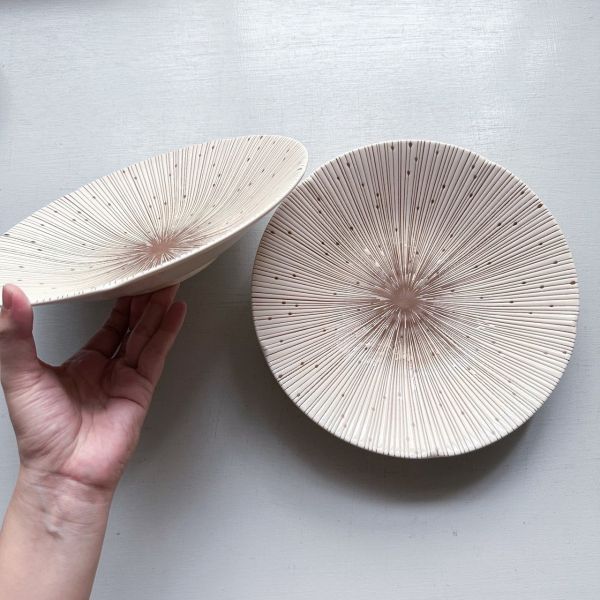 日本製/風花米釉十草大盤子24.7cm 
