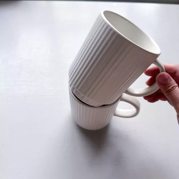 米白直線馬克杯 