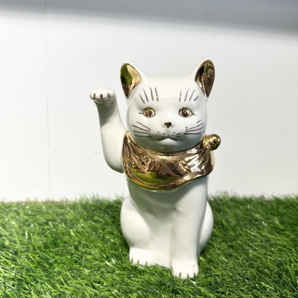 日本製/ 江戶金銀領巾招財貓19cm 