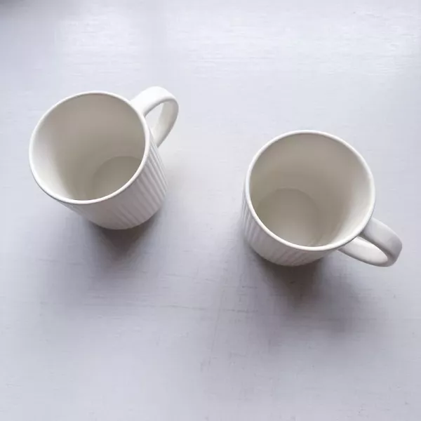 米白直線馬克杯 