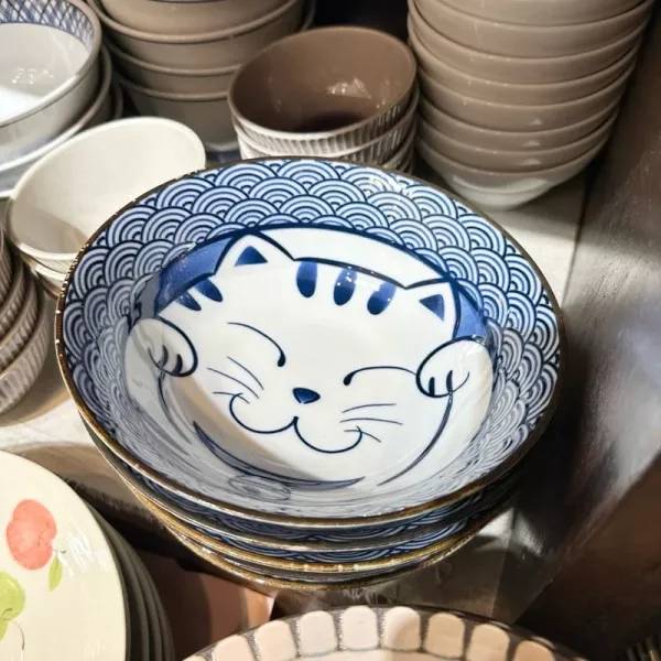 日本製 / 海浪招財貓咪大碗公 