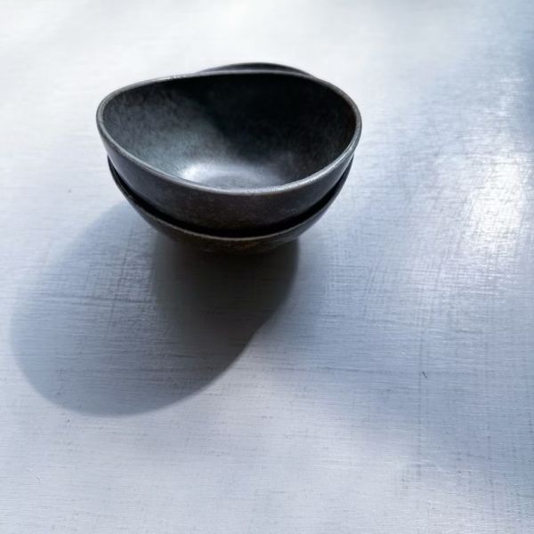 日本製/橢圓船型灰釉小缽 