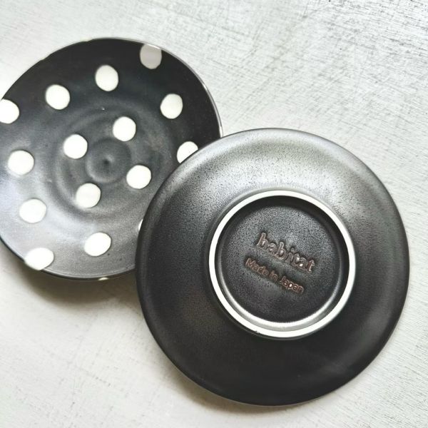 日本製/ 輕量黑底白水玉蛋糕盤 