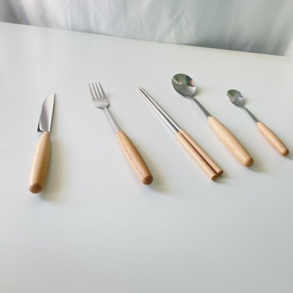 胖胖木頭把柄餐具整套組 