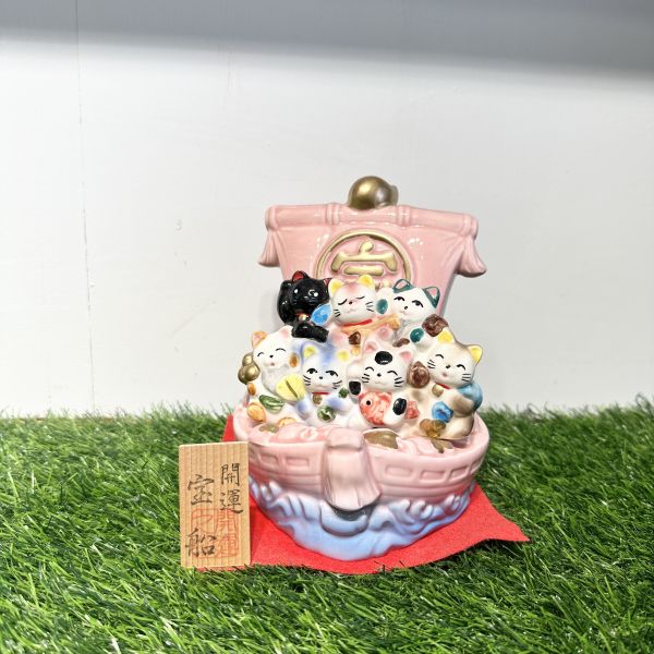 日本製/ 七福招財貓寶船存錢筒 