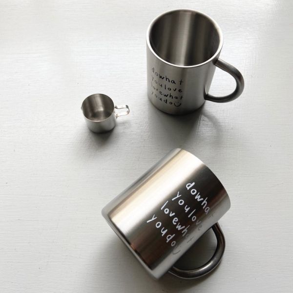 微笑不銹鋼手把杯 