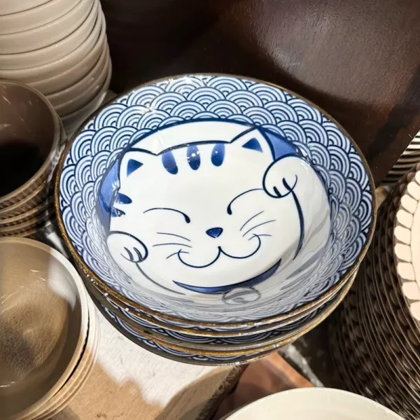 日本製 / 海浪招財貓咪大碗公 