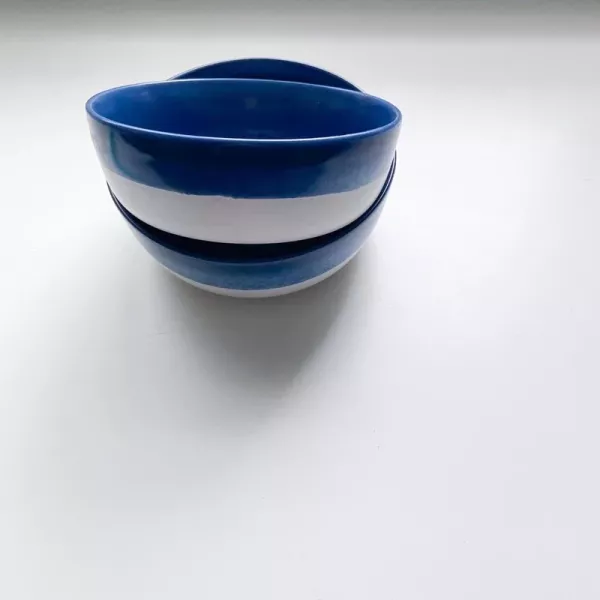 半釉深藍湯碗 