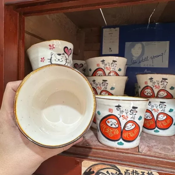 日本製/ 冰裂紋招財貓湯吞茶杯 