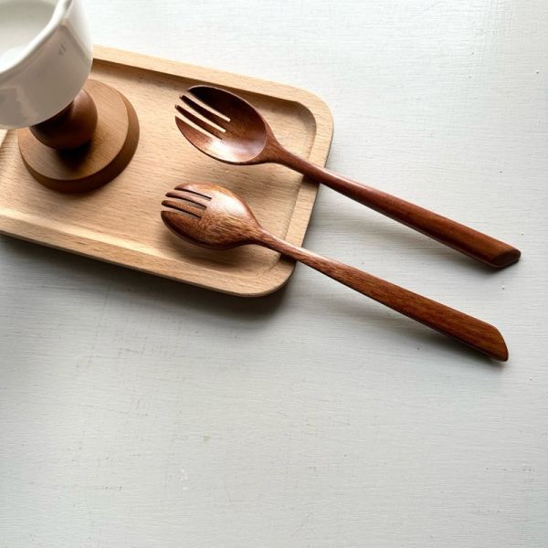 實木叉勺兩用餐具 
