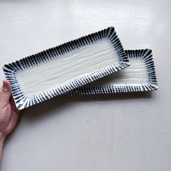 日本製/千段十草長方皿28cm 