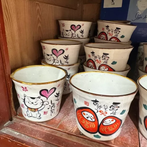 日本製/ 冰裂紋招財貓湯吞茶杯 