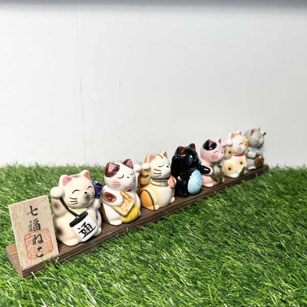日本製/ 板附橫式/七福招財貓擺飾 