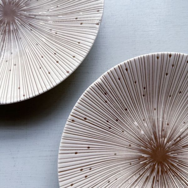 日本製/風花米釉十草大盤子24.7cm 