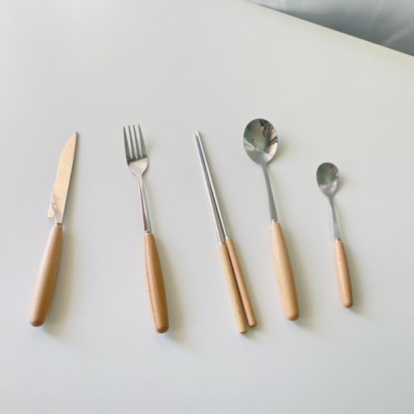 胖胖木頭把柄餐具整套組 