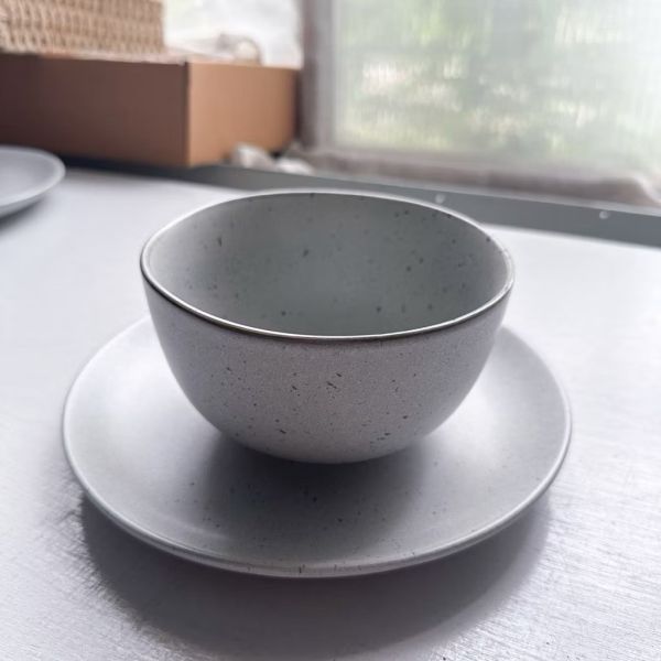 灰麻點八寸盤/五寸碗 