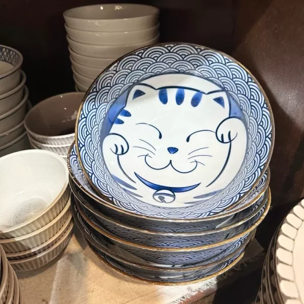 日本製 / 海浪招財貓咪大碗公 