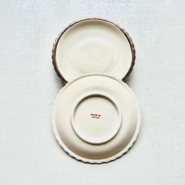 日本製/ 棕波浪邊蛋糕盤 