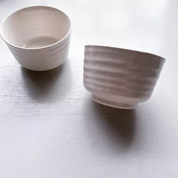 日本製/米白釉抹茶碗 