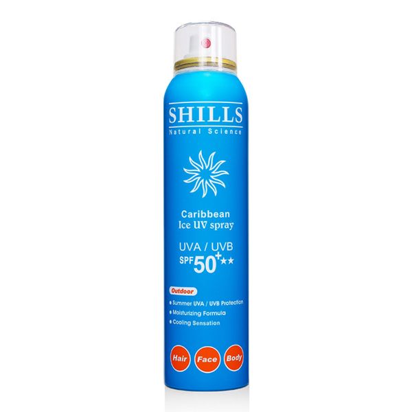 SHILLS很耐曬超清爽美白防曬冰鎮噴霧SPF50+★★180ml(保濕藍) 