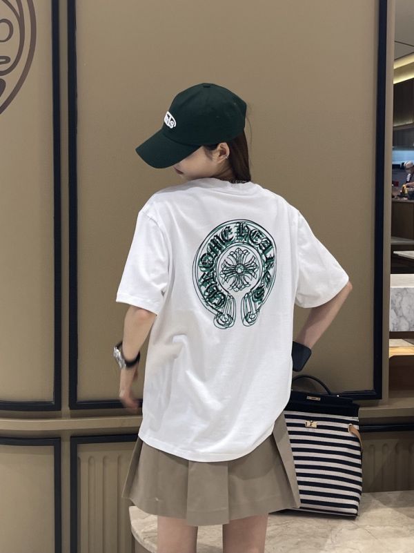 Chrome hearts CH克羅心前後黑綠重影短袖T恤 
