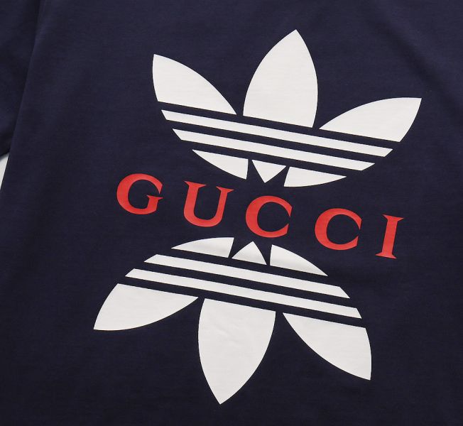 Adidas x Gucci logo短袖三葉草(藍) 