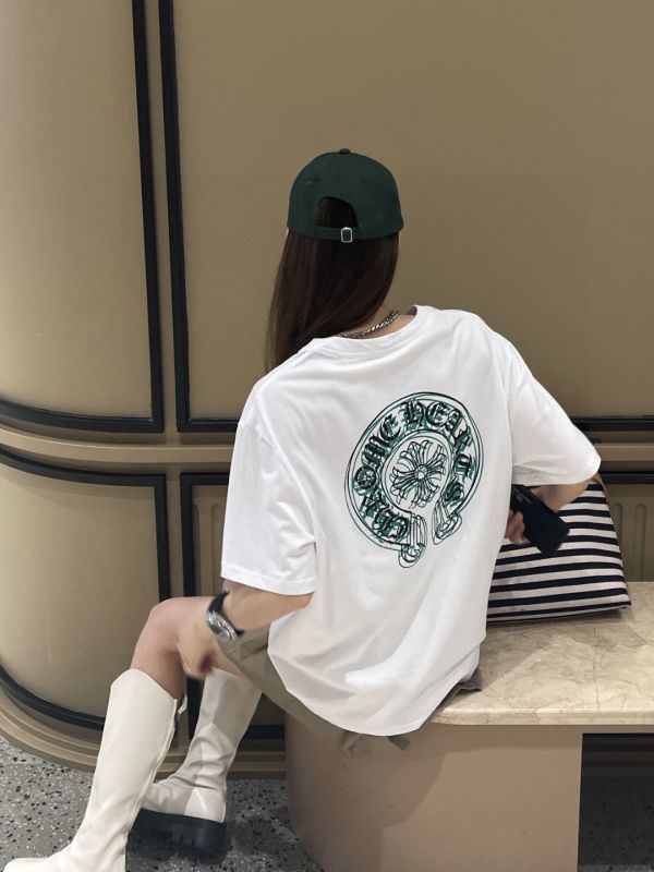 Chrome hearts CH克羅心前後黑綠重影短袖T恤 
