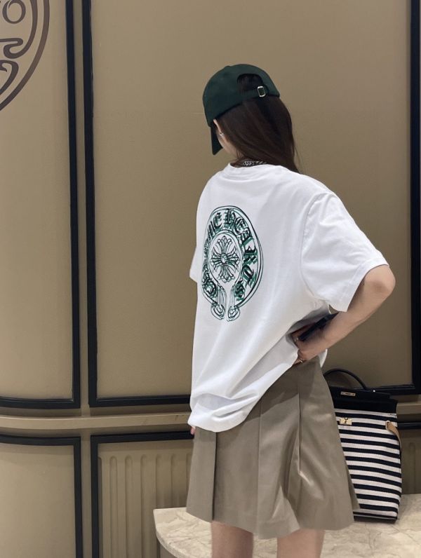 Chrome hearts CH克羅心前後黑綠重影短袖T恤 