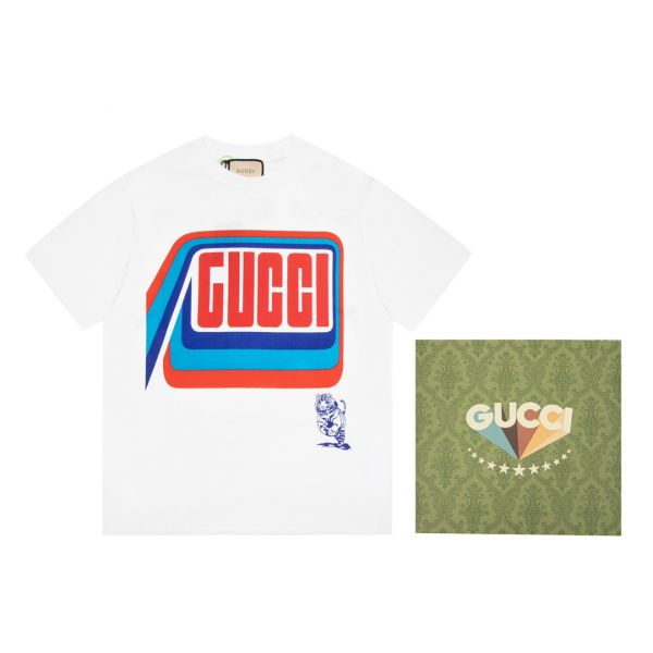 Gucci 印花字母logo老虎套長袖衛衣(白) 