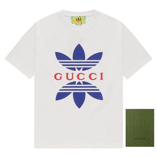 Adidas x Gucci logo短袖三葉草(白) 