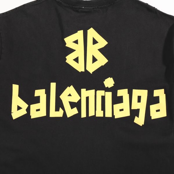 Balenciaga 洗水做舊 磨破 膠帶T恤 