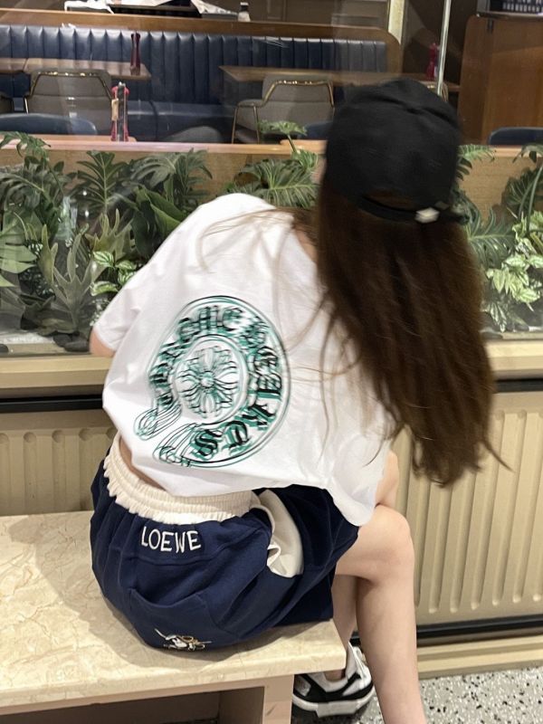Chrome hearts CH克羅心前後黑綠重影短袖T恤 
