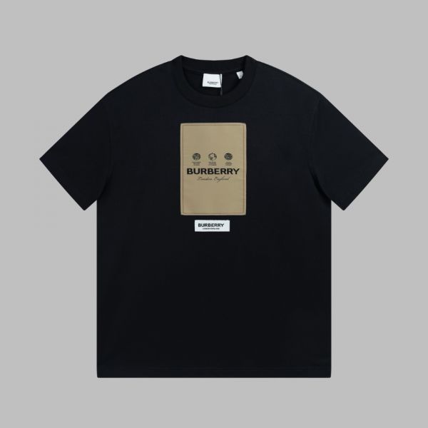 Burberry 標籤貼花寬松棉質 T 恤衫(黑) 