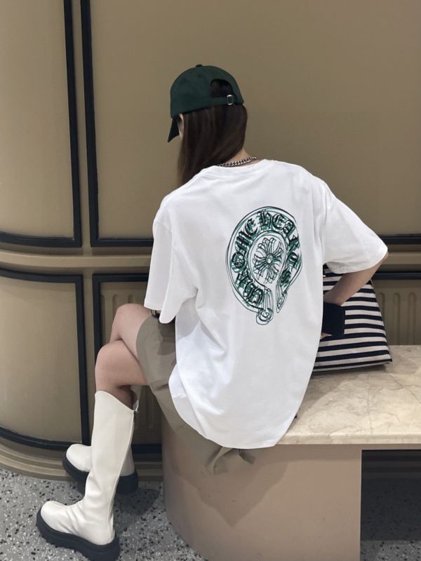 Chrome hearts CH克羅心前後黑綠重影短袖T恤 