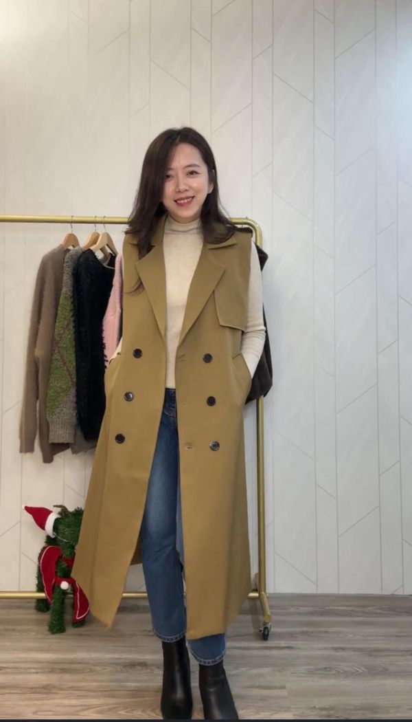 經典長風衣式背心 