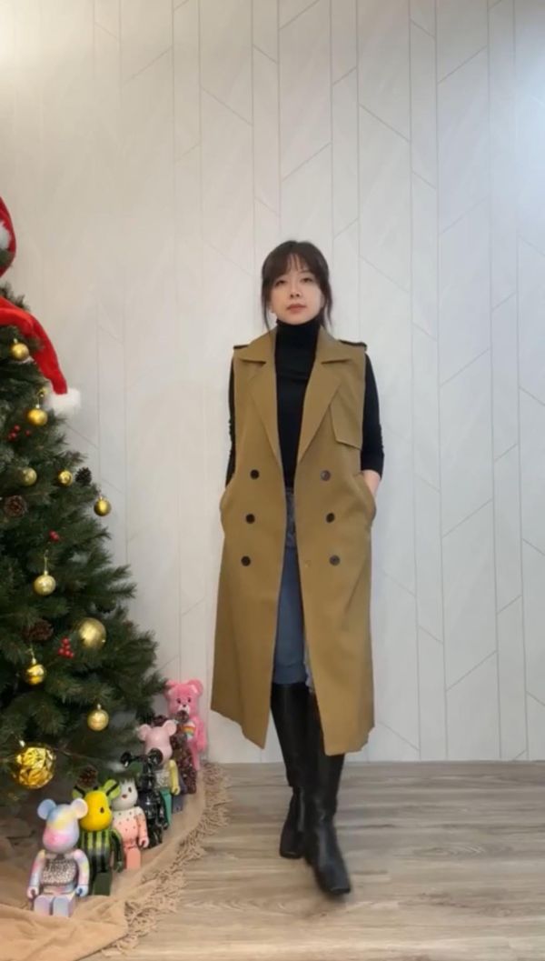 經典長風衣式背心 