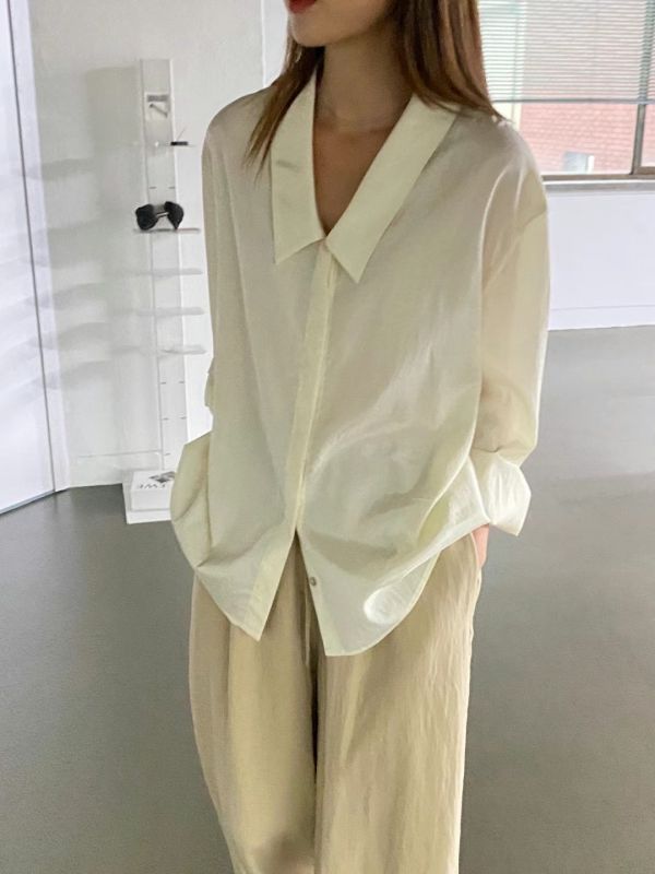 氣質長領絲光襯衫 衣服,上衣,襯衫,針織衫,T恤,毛衣,背心,小可愛,內搭,洋裝,服飾,polo衫,羊毛上衣,大學T,帽T,雪紡,棉麻,細肩帶背心,短版上衣,貼身上衣,合身上衣,毛衣,親膚上衣