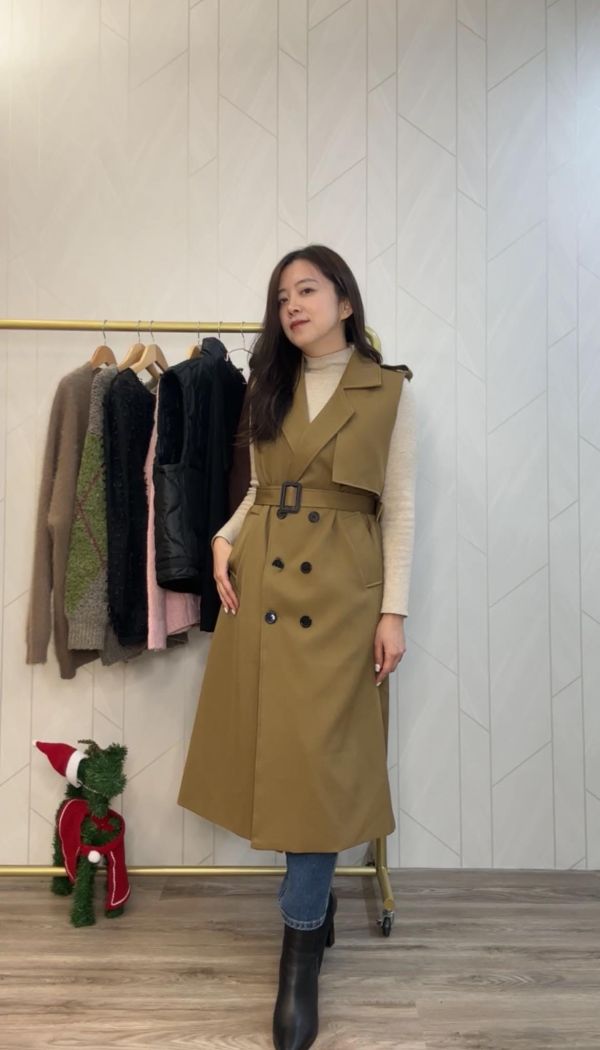 經典長風衣式背心 