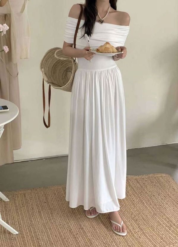 小甜心露肩拼接洋裝 長裙,短裙,洋裝,碎花洋裝,襯衫洋裝,背心洋裝,度假洋裝,雪紡洋裝,雪紡長裙,百褶裙,牛仔裙,吊帶裙,毛裙,包臀裙,合身裙,魚尾裙,休閒洋裝,亞麻裙,棉麻,紗裙,細肩帶洋,蛋糕裙,A字裙,長洋,短洋