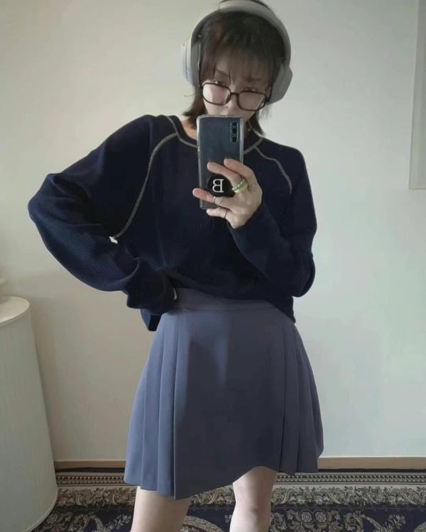 華夫格撞色上衣 