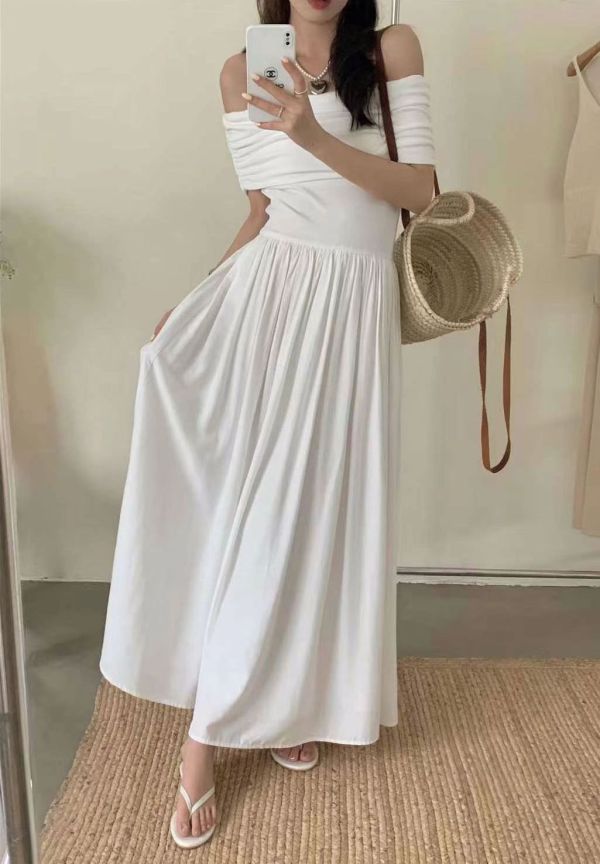 小甜心露肩拼接洋裝 長裙,短裙,洋裝,碎花洋裝,襯衫洋裝,背心洋裝,度假洋裝,雪紡洋裝,雪紡長裙,百褶裙,牛仔裙,吊帶裙,毛裙,包臀裙,合身裙,魚尾裙,休閒洋裝,亞麻裙,棉麻,紗裙,細肩帶洋,蛋糕裙,A字裙,長洋,短洋