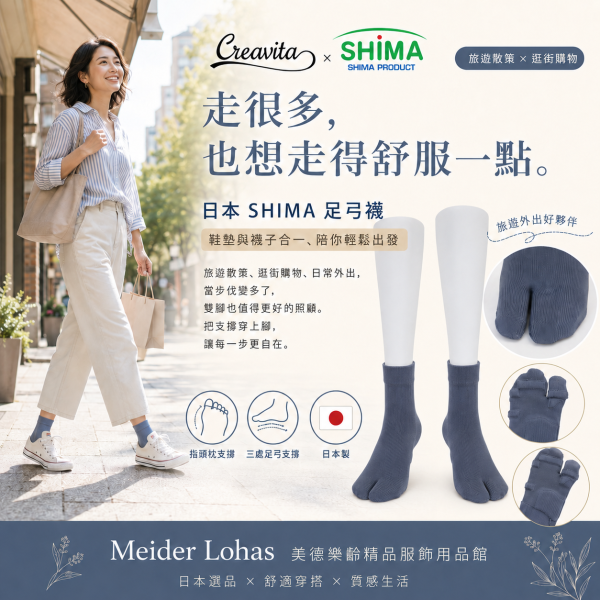 日本 SHIMA 足弓襪｜男女兼用 日本SHIMA足弓襪、SHIMA足弓襪、足弓襪、鞋墊襪、機能襪、足弓支撐襪、男女兼用足弓襪、男女適穿機能襪、男女性足弓支撐襪、日本製襪子、旅遊襪、旅行走路襪、逛街舒適襪、逛街久走襪、分趾襪、樂齡足部用品、舒適步行襪、美德樂齡